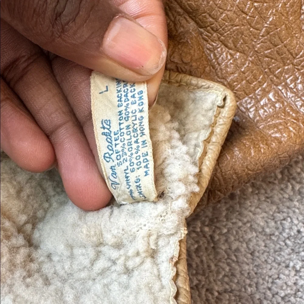 Van Raalte Softee Brown Pleather Sherpa Lined Gloves SIZE L